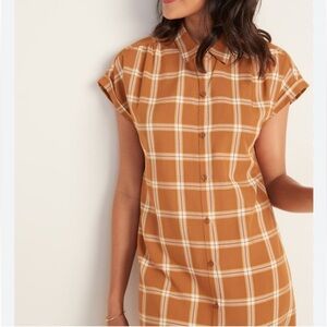 Old navy plaid button up shirt dress small